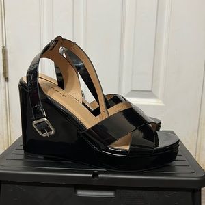 Black Wedge Sandals
